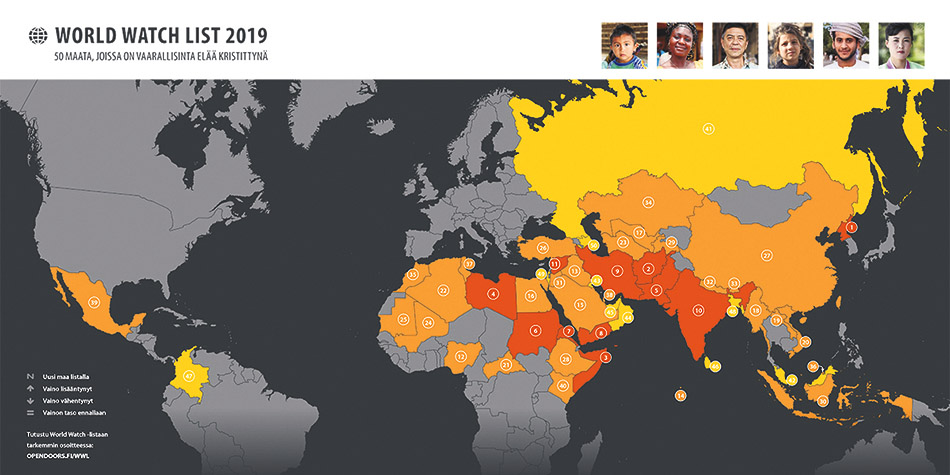 World Watch List 2019: Joka 9. kristitty kokee vakavaa vainoa