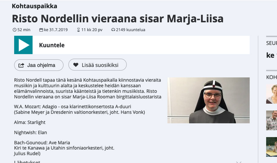 Risto Nordellin vieraana sisar Marja-Liisa