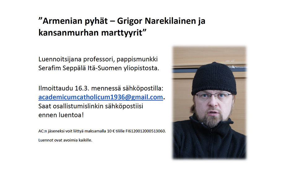 Etäluento: Armenian pyhät – Grigor Narekilainen ja kansanmurhan marttyyrit